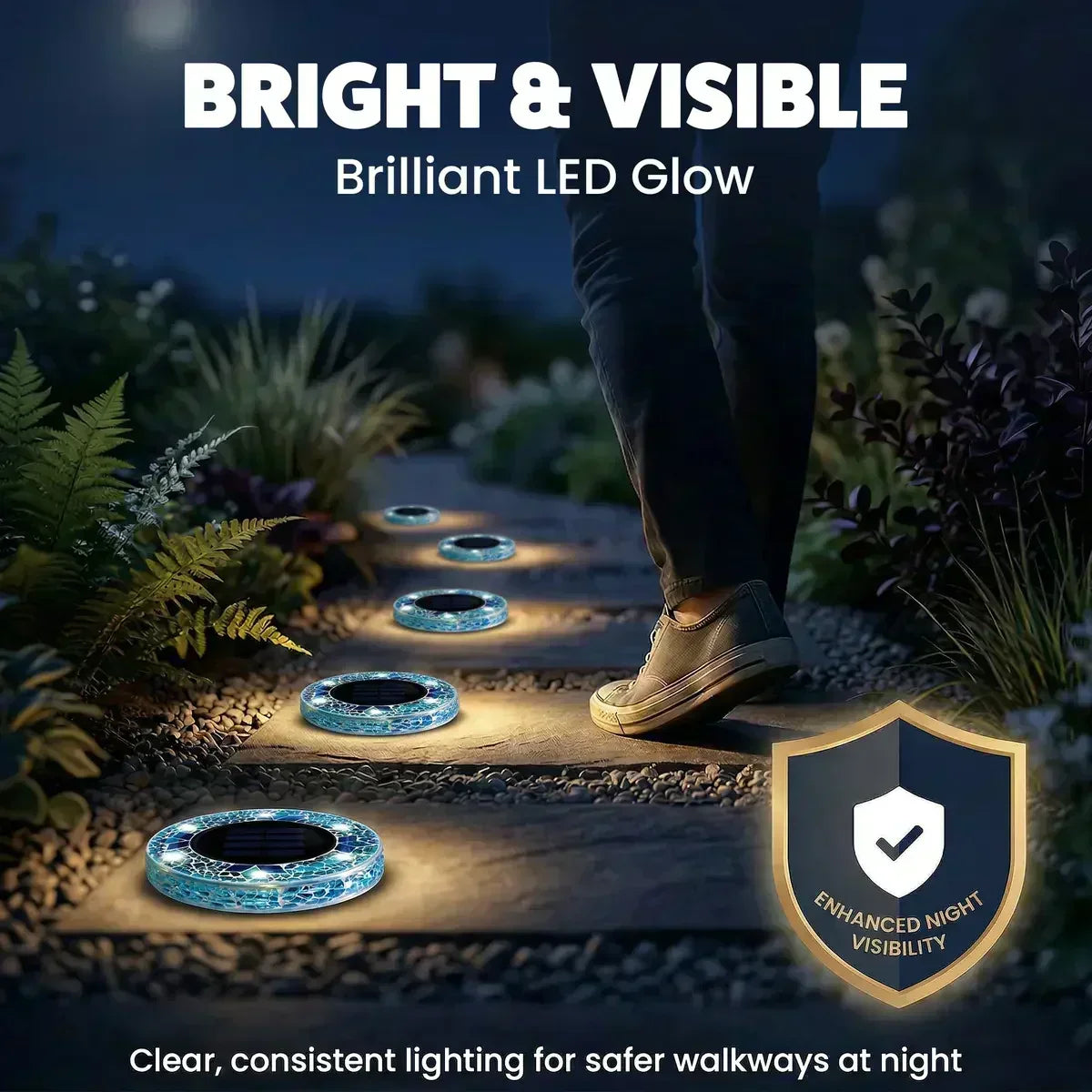 Decorative Solar Mosaic Disk Pathway Lights