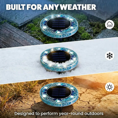 Decorative Solar Mosaic Disk Pathway Lights