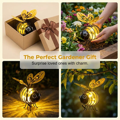 Outdoor Hanging Solar Bee Light – Warm Amber Glow, Flicker- , Garden