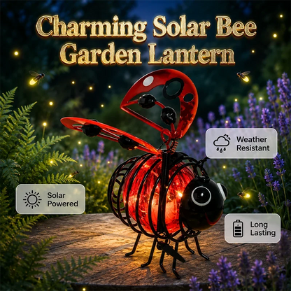 Outdoor Hanging Solar Bee Light – Warm Amber Glow, Flicker- , Garden