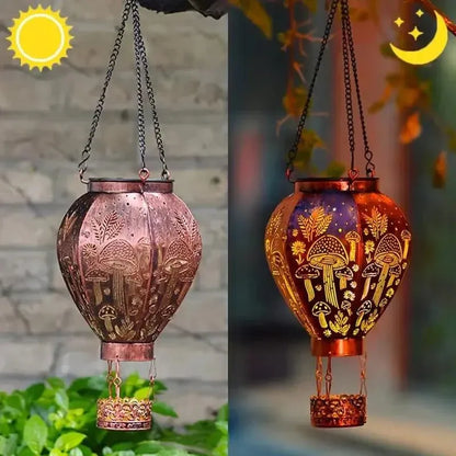 Outdoor Solar-Powered Hot Air Balloon Lantern for Garden Display