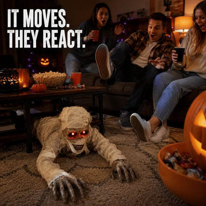 Purpose-Built Sound-Activated Animated Crawling Mummy with Glowing