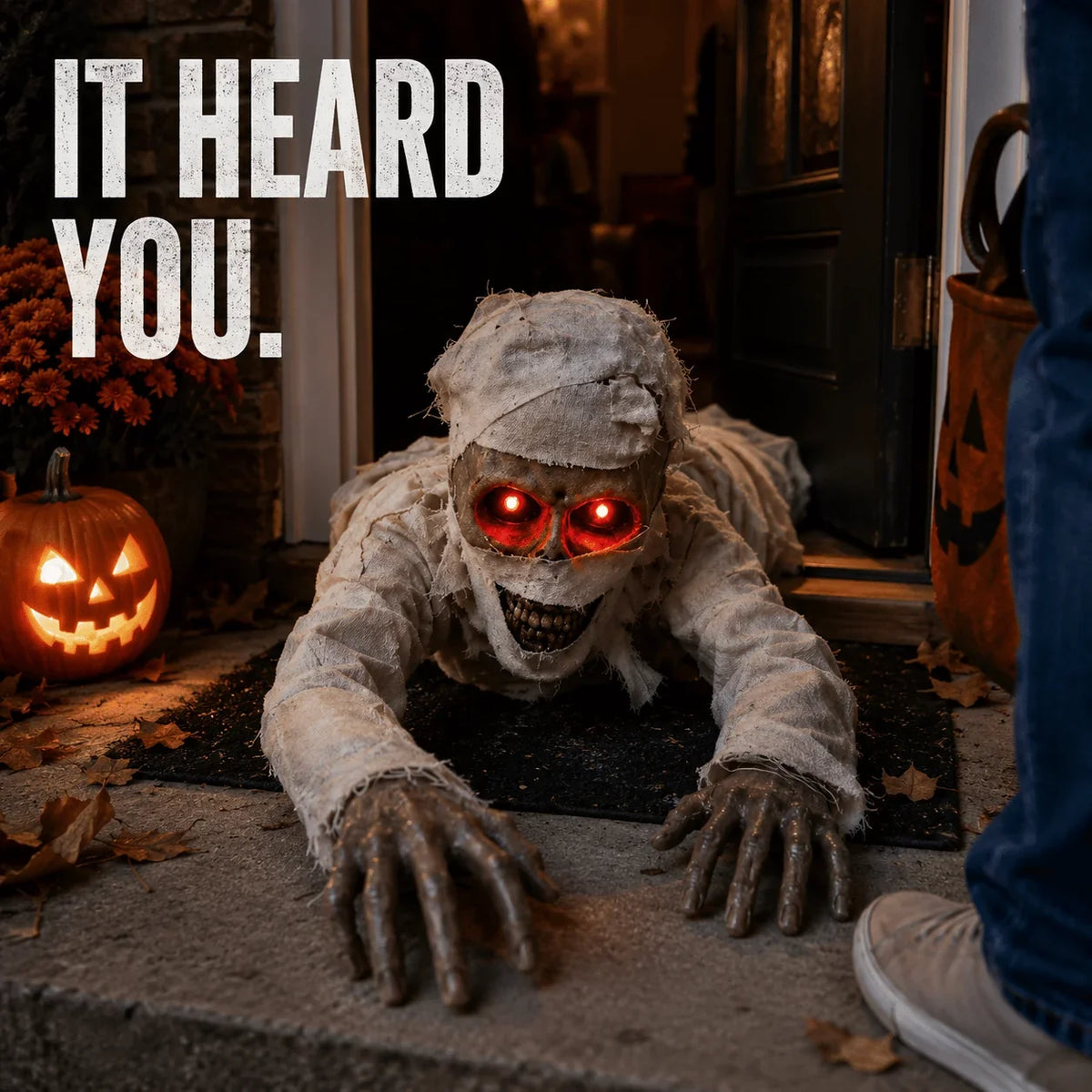 Purpose-Built Sound-Activated Animated Crawling Mummy with Glowing