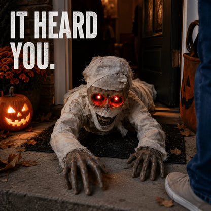 Purpose-Built Sound-Activated Animated Crawling Mummy with Glowing