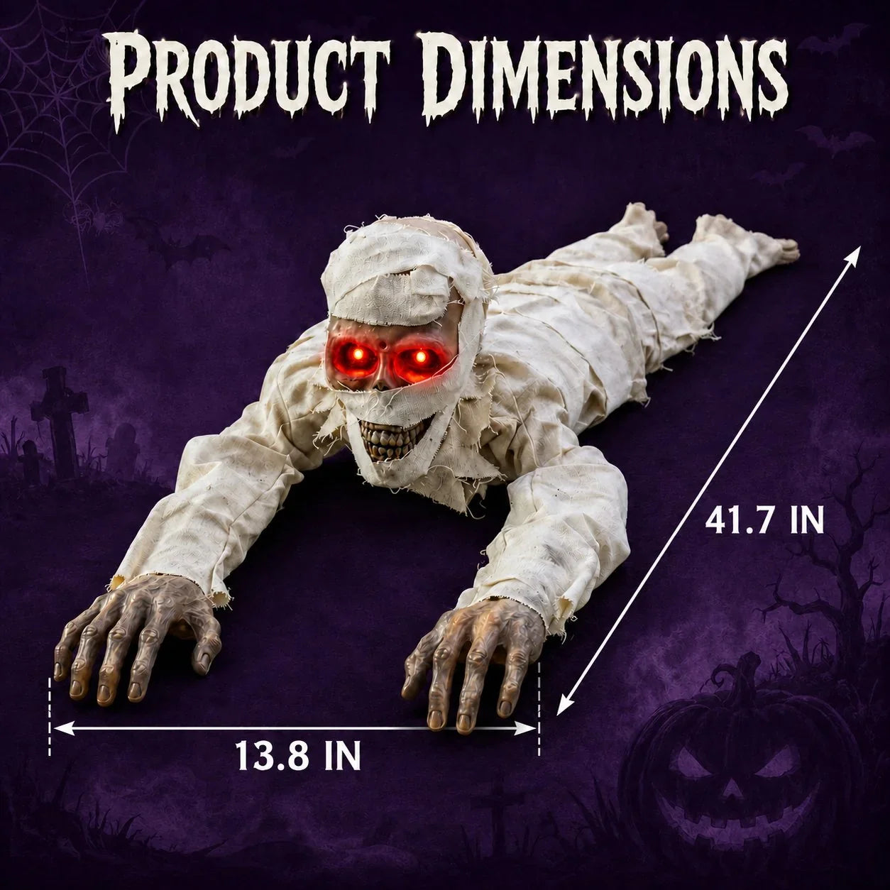 Purpose-Built Sound-Activated Animated Crawling Mummy with Glowing