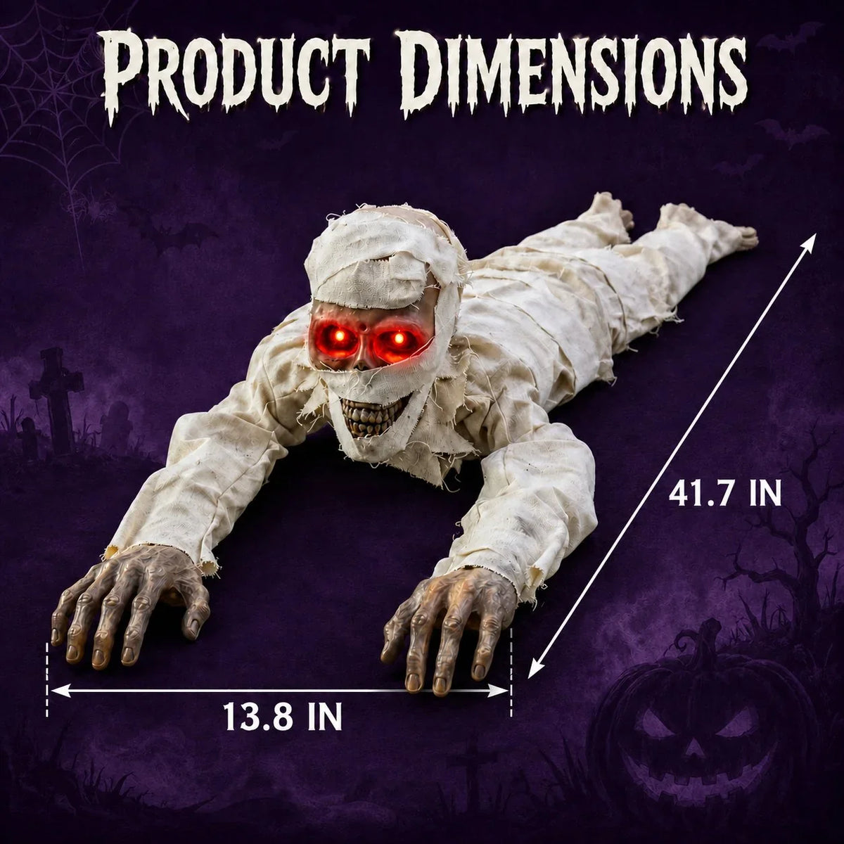Purpose-Built Sound-Activated Animated Crawling Mummy with Glowing