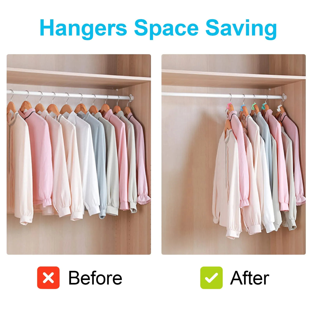 100-Piece Space-Saving Hanger Connector Set for Closets
