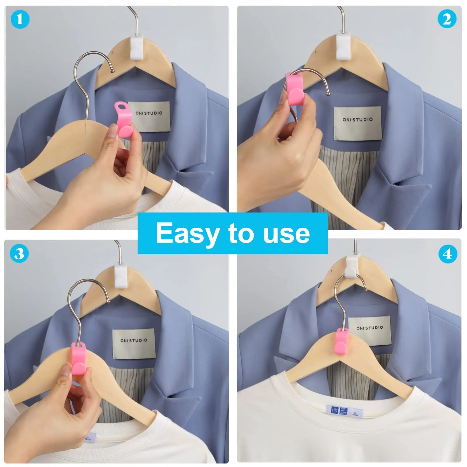 100-Piece Space-Saving Hanger Connector Set for Closets