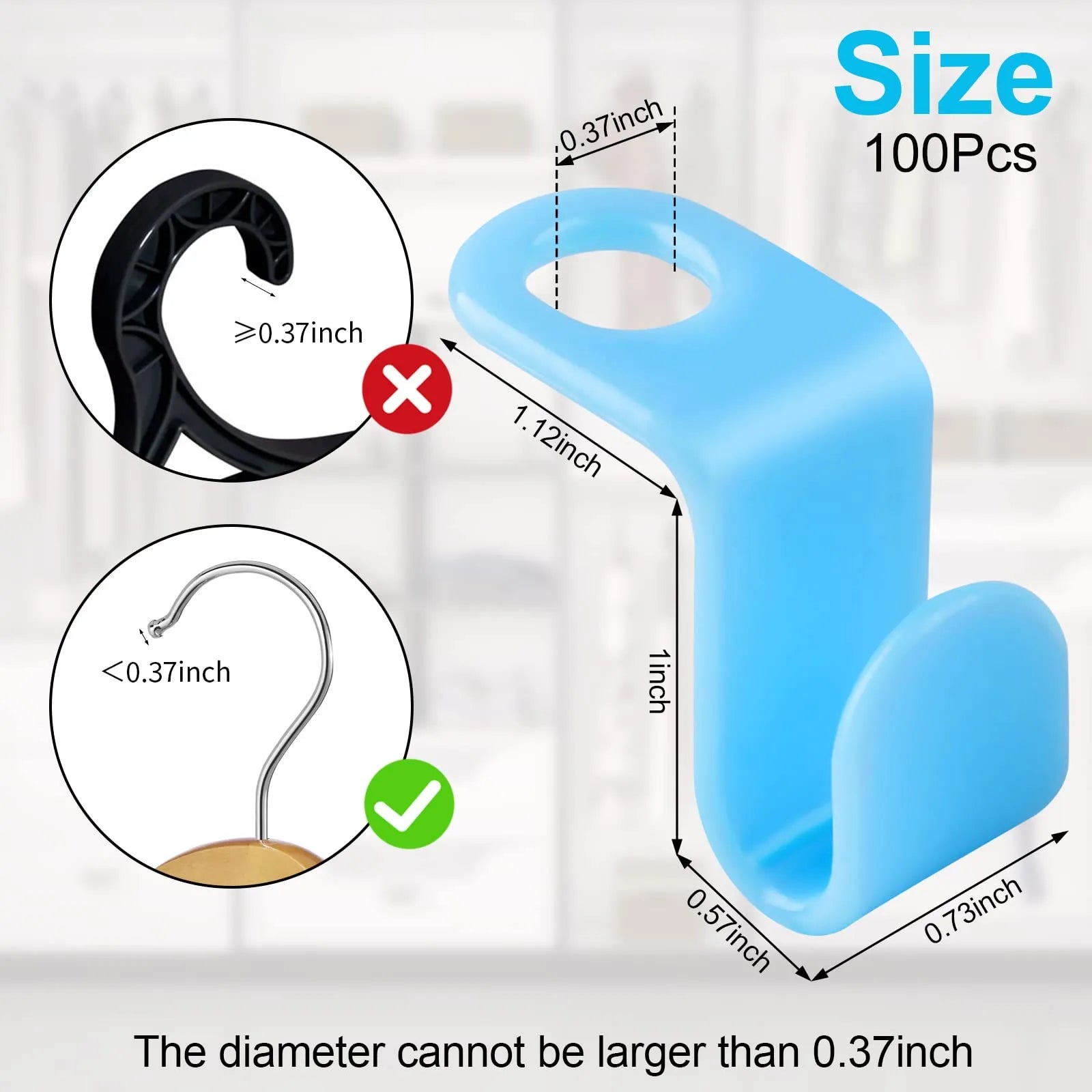 100-Piece Space-Saving Hanger Connector Set for Closets