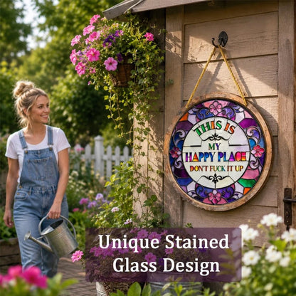 Purpose-Built Stained Glass Happy Place Hanging Decor for Everyday Use