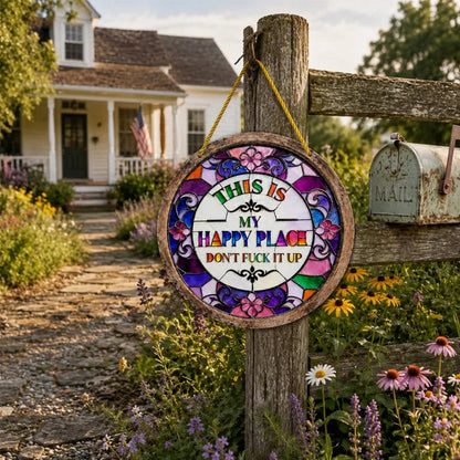 Purpose-Built Stained Glass Happy Place Hanging Decor for Everyday Use