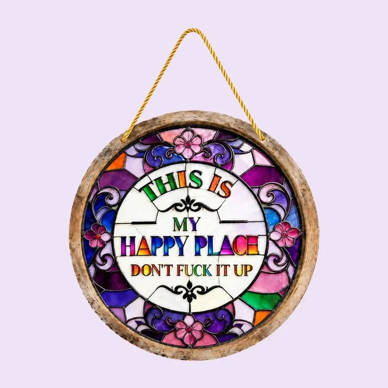 Purpose-Built Stained Glass Happy Place Hanging Decor for Everyday Use