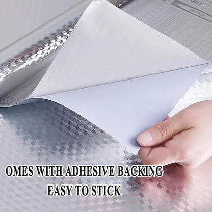 Stainless-Steel Look Oil-Resistant Adhesive Kitchen Wallpaper