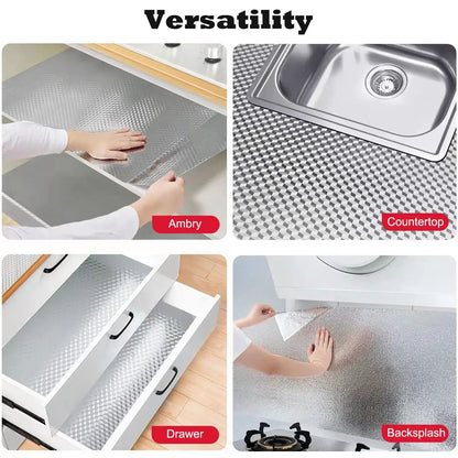 Stainless-Steel Look Oil-Resistant Adhesive Kitchen Wallpaper