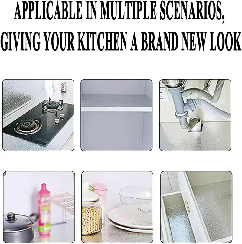Stainless-Steel Look Oil-Resistant Adhesive Kitchen Wallpaper