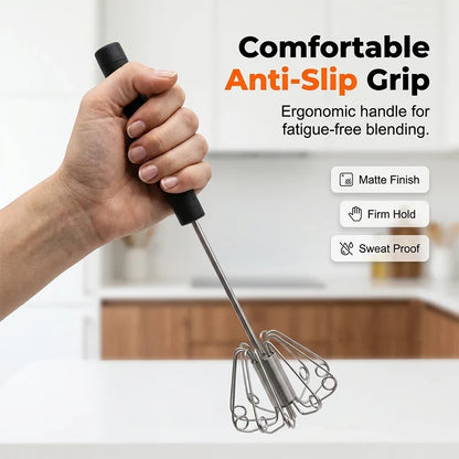 Practical Stainless Steel Semi-Automatic Hand Egg Beater – Fast &