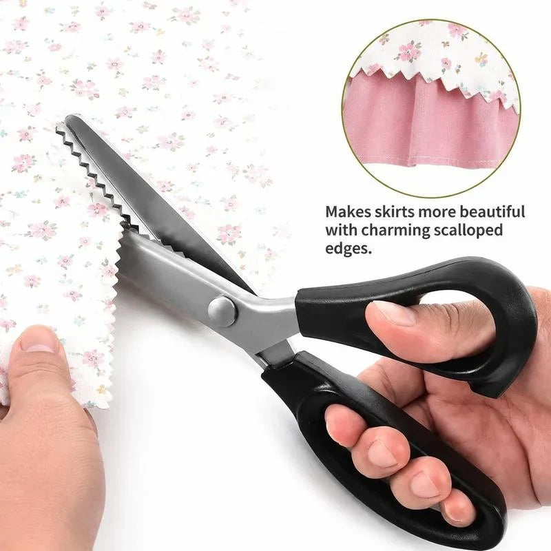 Workshop-Ready Stainless Steel Zig Zag Scissors with Serrated Teeth