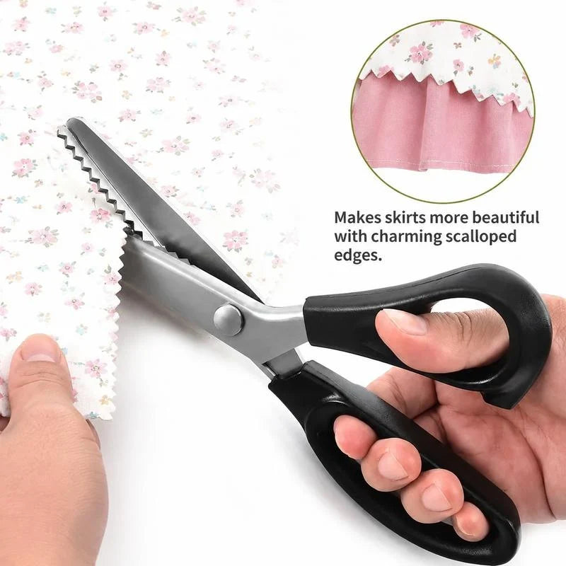 Workshop-Ready Stainless Steel Zig Zag Scissors with Serrated Teeth