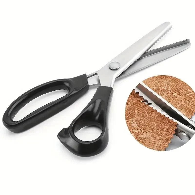 Workshop-Ready Stainless Steel Zig Zag Scissors with Serrated Teeth