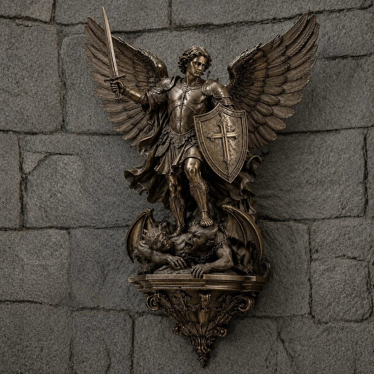 Decorative St. Michael Guardian Angel Wall Light for Focused Lighting