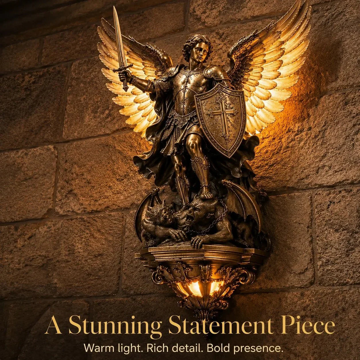 Decorative St. Michael Guardian Angel Wall Light for Focused Lighting