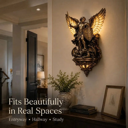 Decorative St. Michael Guardian Angel Wall Light for Focused Lighting