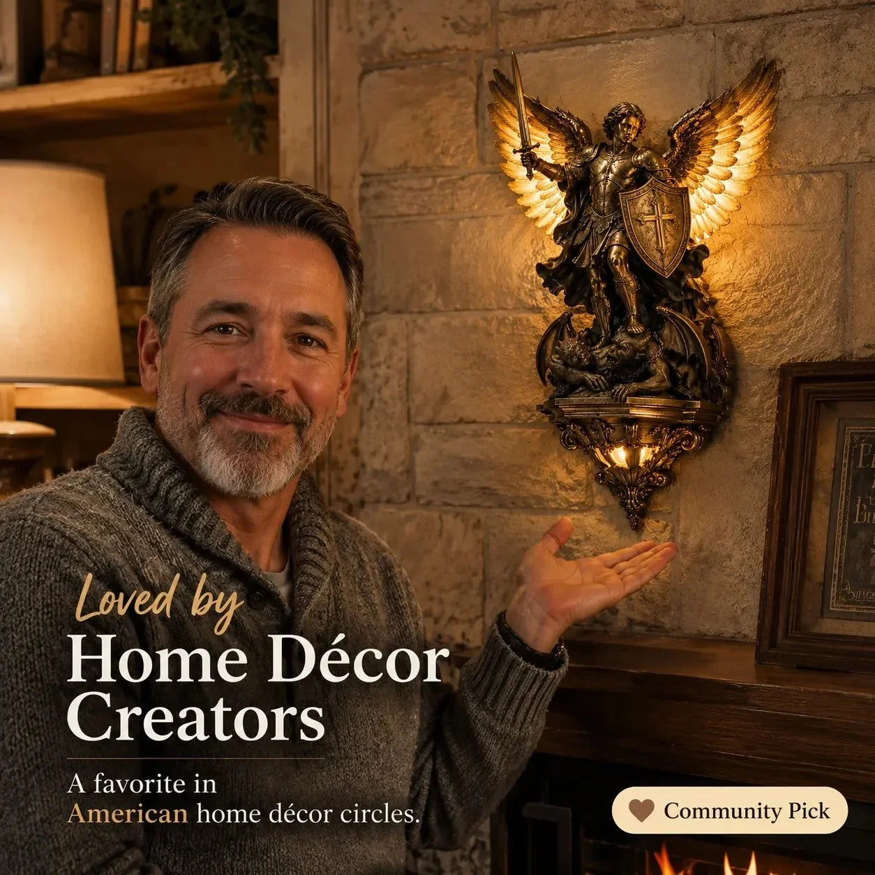 Decorative St. Michael Guardian Angel Wall Light for Focused Lighting
