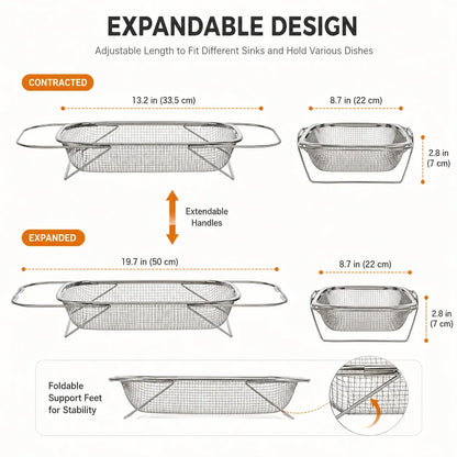 Space-Saving Expandable Over-the-Sink Strainer