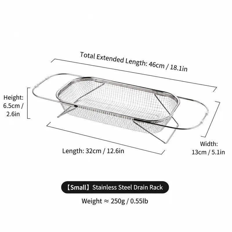 Space-Saving Expandable Over-the-Sink Strainer