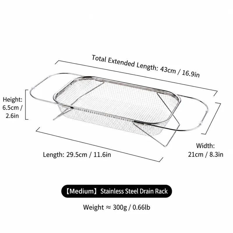 Space-Saving Expandable Over-the-Sink Strainer