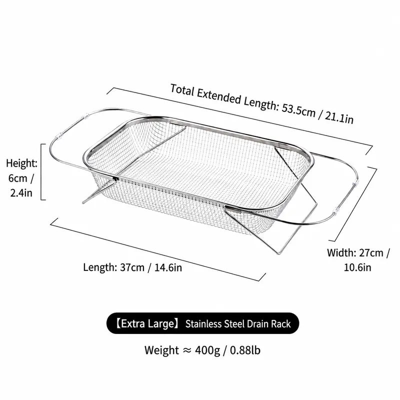 Space-Saving Expandable Over-the-Sink Strainer