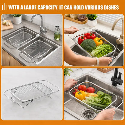 Space-Saving Expandable Over-the-Sink Strainer