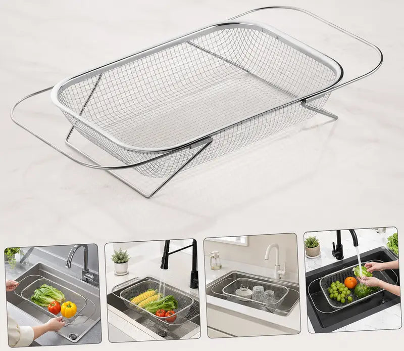 Space-Saving Expandable Over-the-Sink Strainer