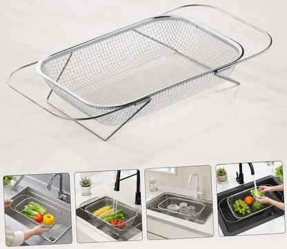 Space-Saving Expandable Over-the-Sink Strainer
