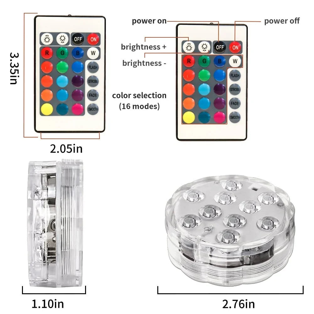Vibrant Submersible LED Pool Lights with RF Remote