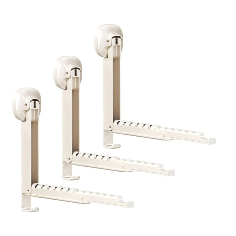 Purpose-Built Suction-Cup Telescoping Folding Clothes Rack – No