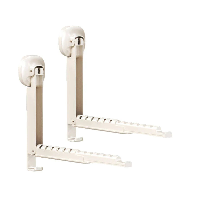 Purpose-Built Suction-Cup Telescoping Folding Clothes Rack – No