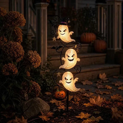 Little Ghost Solar Stake for a Softly Lit Halloween Path