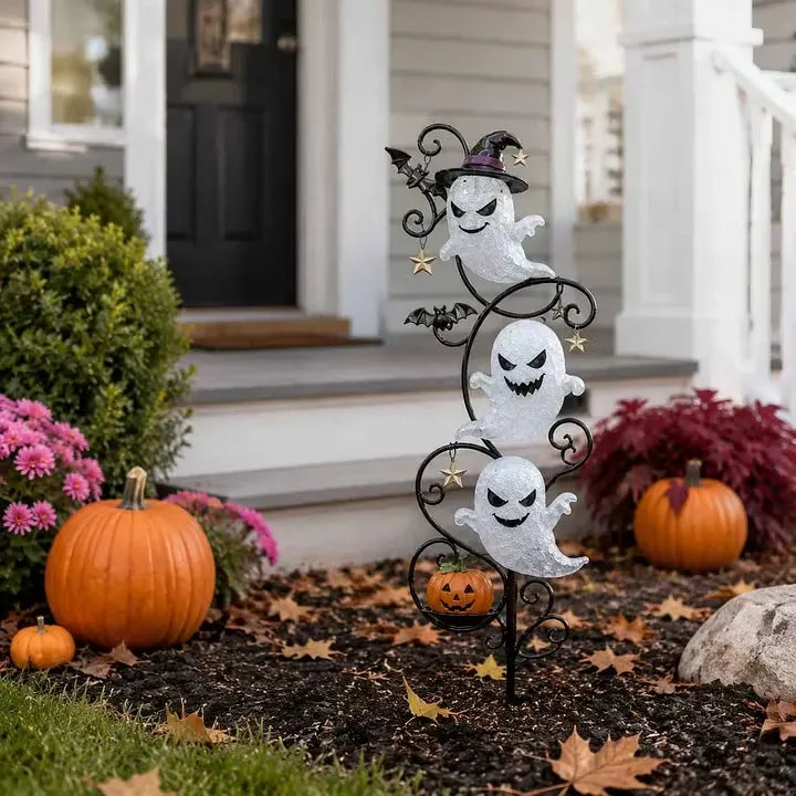 Little Ghost Solar Stake for a Softly Lit Halloween Path