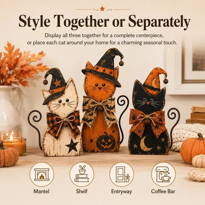Pet-Friendly Vintage Witch Cat Decor Set for Daily Pet Care