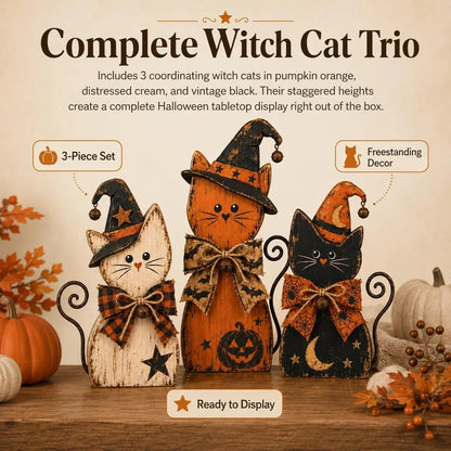 Pet-Friendly Vintage Witch Cat Decor Set for Daily Pet Care