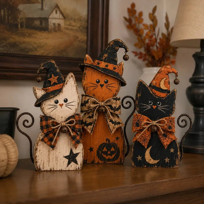 Pet-Friendly Vintage Witch Cat Decor Set for Daily Pet Care