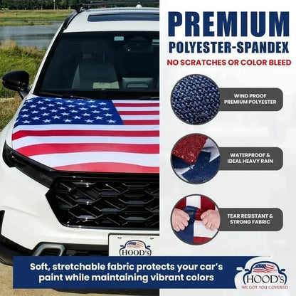 Vehicle-Ready American Car Hood Flag for Practical Car Use