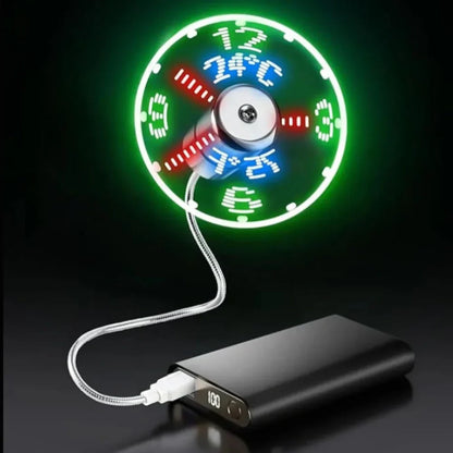TimeGlow USB Desk Fan with Floating LED Clock