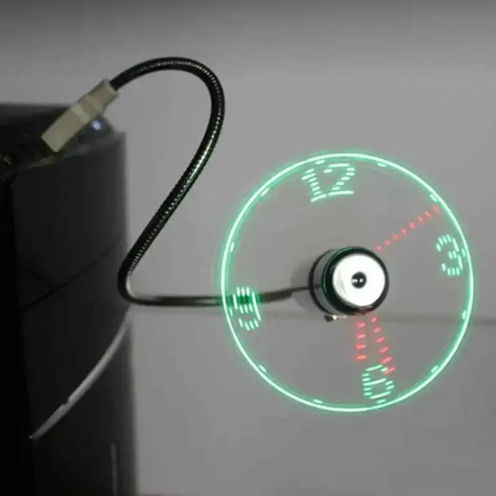TimeGlow USB Desk Fan with Floating LED Clock