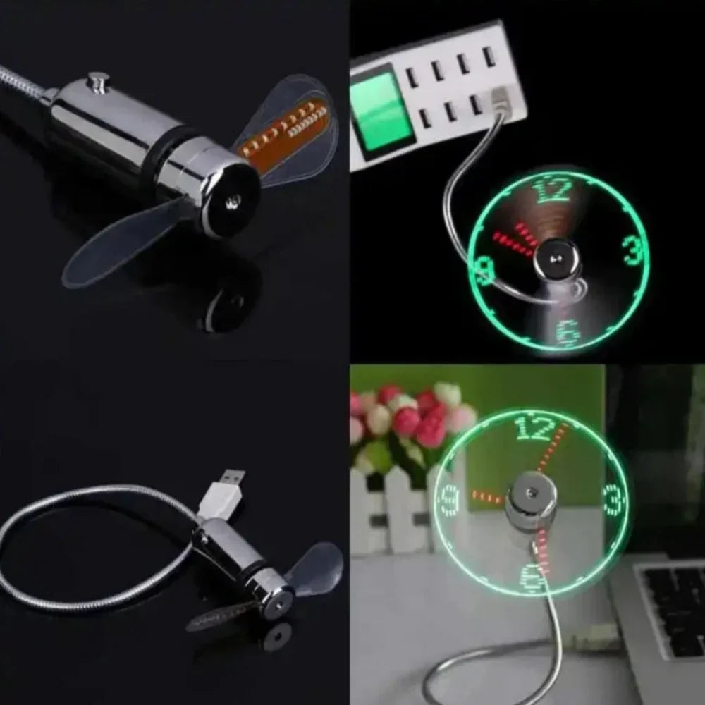 TimeGlow USB Desk Fan with Floating LED Clock