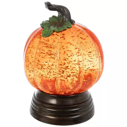 Decorative Glitter Lighted Pumpkin Snow Globe for Focused Lighting
