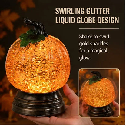 Decorative Glitter Lighted Pumpkin Snow Globe for Focused Lighting