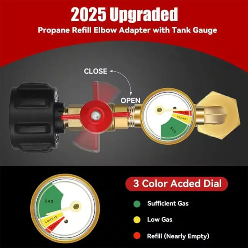 Purpose-Built Propane Refill Elbow – Tank Gauge for Everyday Use