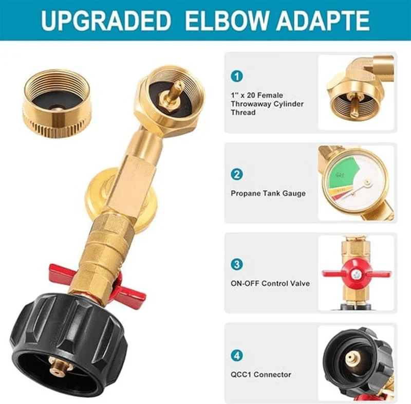 Purpose-Built Propane Refill Elbow – Tank Gauge for Everyday Use